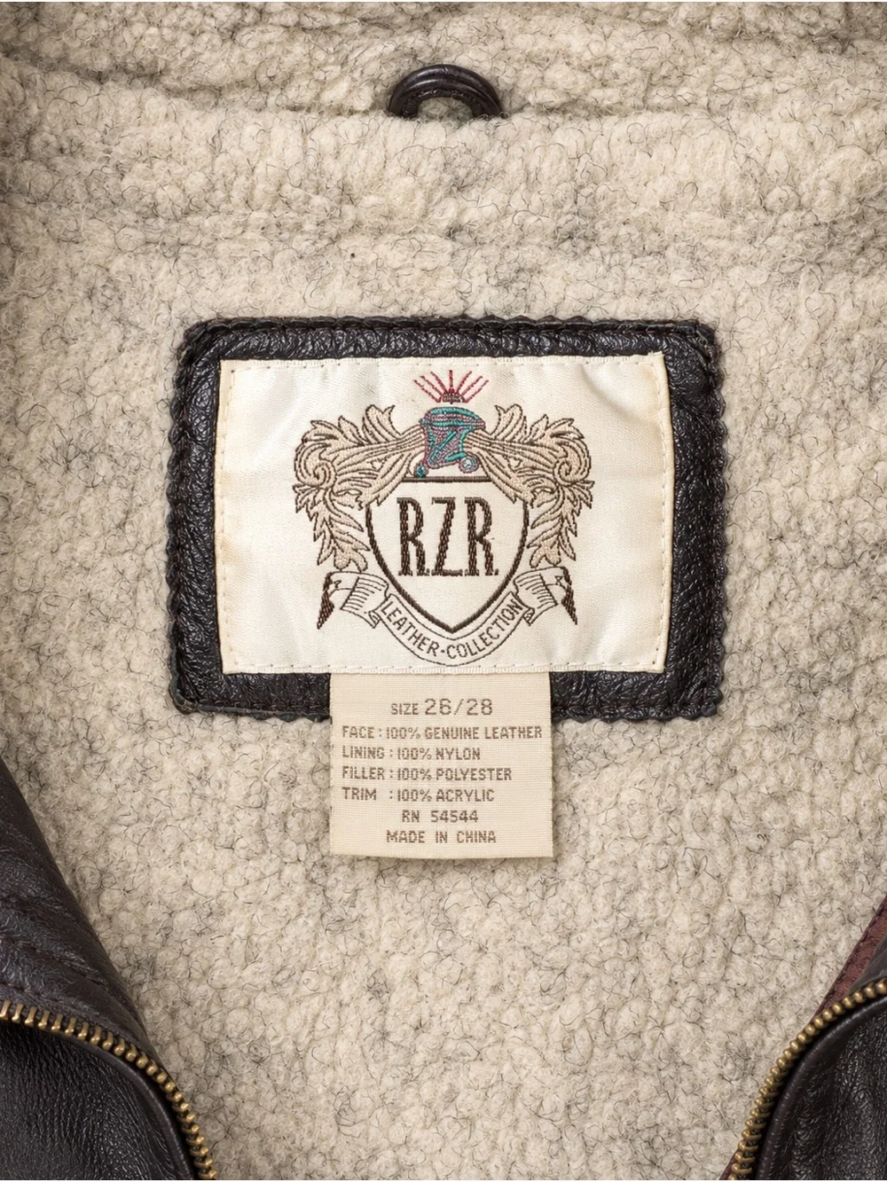 Men's Dark Brown Leather Bomber Jacket with Cream Sherpa